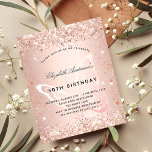 Blush butterfly birthday invitation<br><div class="desc">For an elegant 50th (or any age) birthday party. A rose gold background. Decorated with rose gold confetti and a large butterfly.  Personalize and add a name and party details. The name is written with a hand lettered style script</div>