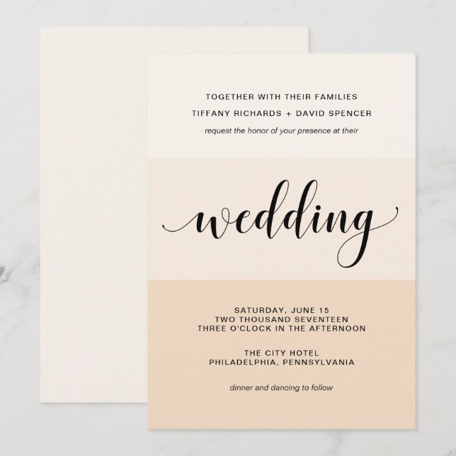 Blush Cascade | Subtle Stripes Wedding Invitation (Front/Back)
