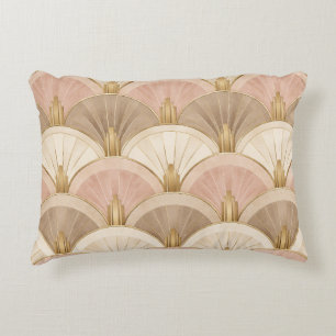 Blush & Champagne Art Deco Fans Accent Pillow