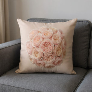 Blush & Champagne Roses Throw Pillow
