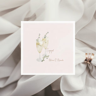 Blush Champagne Toast Engagement Party Napkin