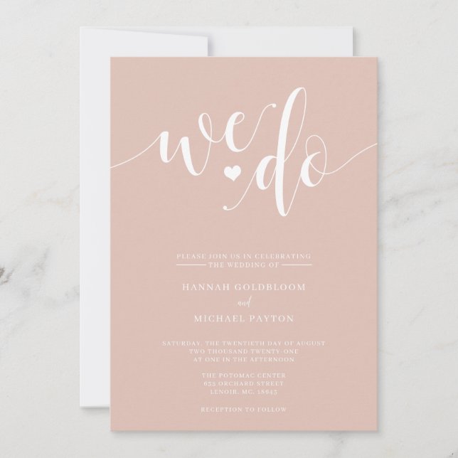 Blush Champagne We Do Faire-part de mariage (Devant)
