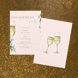 Blush Cheers to Us Champagne Engagement Party  Invitation