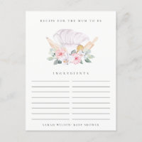 Blush Chef Hat Floral Recipe Request Baby Shower