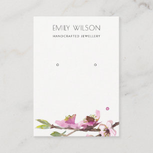 BLUSH CHERRY BLOSSOM FLORAL EARRING DISPLAY LOGO BUSINESS CARD