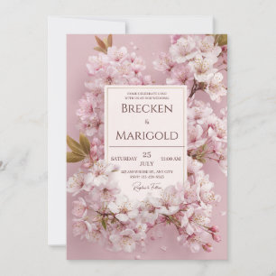Blush Cherry Blossom Wedding  Invitation