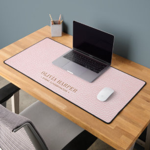 Blush Chic Elegant FAKE Leather PROFESSIONAL  Desk Mat