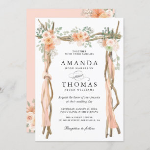 Blush Chic Floral Wedding Arch Themed Invitation