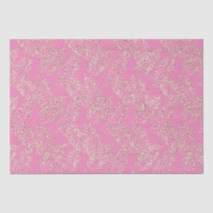 Blush Chic Pink Glitter Tropical Leaves Tissue Paper