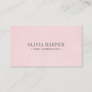 Blush Chic   Plain Elegant  Leather Look Business Card