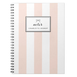Blush Chic Vertical Stripes Personalized Notebook