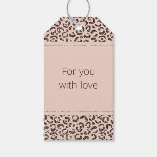 Blush Chocolate Brown Cream Leopard Glitter Gift Tags