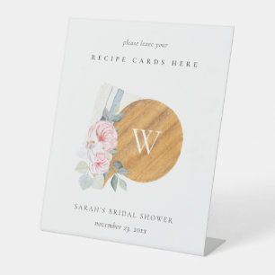 Blush Chopping Board Recipe Card Bridal Shower Pedestal Sign