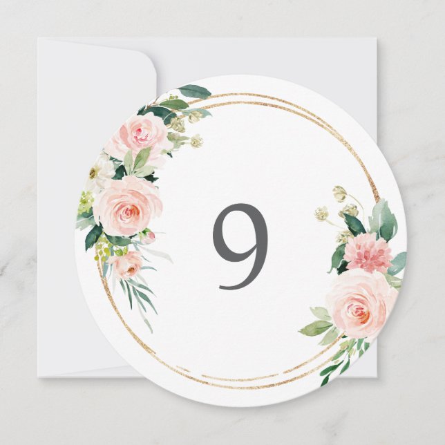 Blush Circle Table Number Cards (Front)