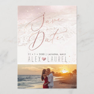 Blush Coastal / Beach / Shoreline Save the Date Invitation