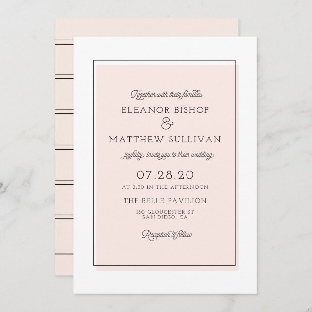 Blush Colour Block Minimalist Invitation (Front/Back)