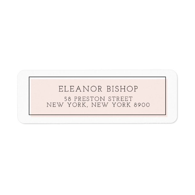 Blush Colour Block Minimalist Return Address Label (Front)