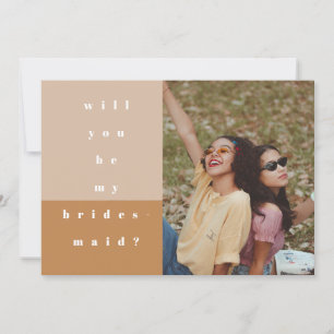 Blush Colour Block Photo Will You Be My Bridesmaid Save The Date