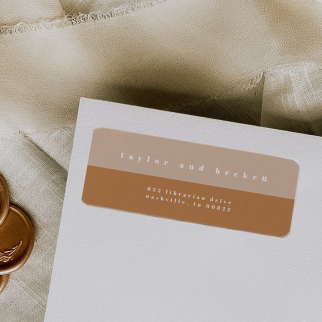 Blush Colour Block Return Address Labels (Pink color block return address label.)