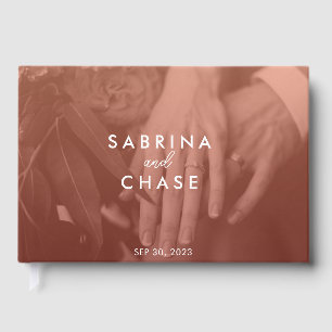 Blush Colour Overlay Photo Wedding Guest Book