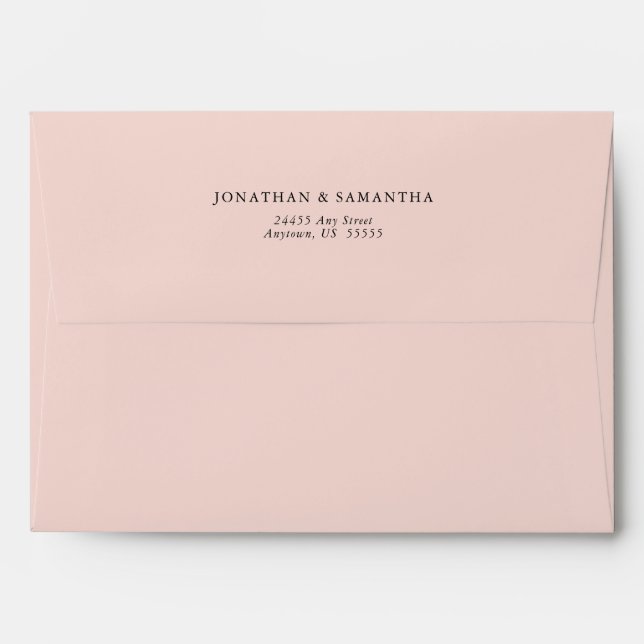 Blush Coloured Simple Return Address Envelope (Back (Top Flap))
