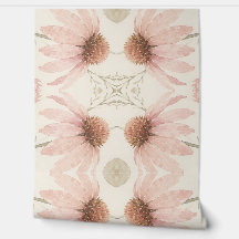 Blush Coneflower Watercolor Pattern Wallpaper