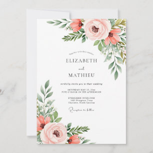 Blush Coral Ethereal Spring Wedding Invitation