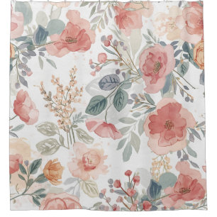 Blush Coral Garden Floral Watercolor Pattern
