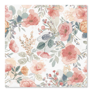 Blush Coral Garden Floral Watercolor Pattern Wallpaper