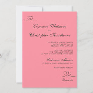 Blush Coral Olive Elegant Chic Calligraphy Wedding Invitation