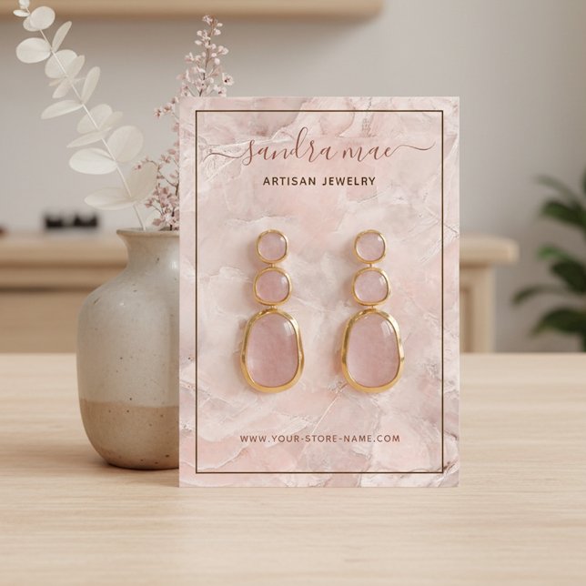 Blush Coral Pink Marble Stone Art Display Card (Creator Uploaded)