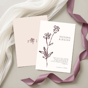 Blush Cream & Dusty Mauve   Elegant Floral Wedding Invitation