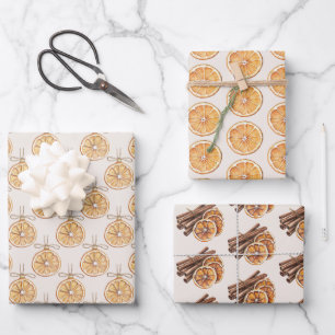 Blush Cream Oranges Fruit Christmas Wrapping Paper Sheet