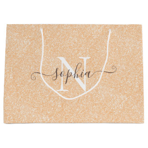 Blush Cream Pink Glitter Customized Large Gift Bag