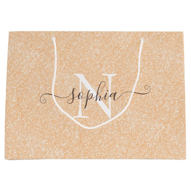 Blush Cream Pink Glitter Customized Large Gift Bag (Front)