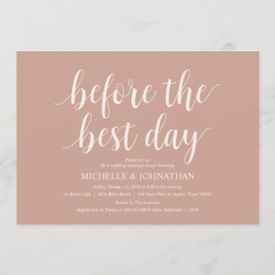 Blush Cream Rustic Wedding Rehearsal Dinner Invitation