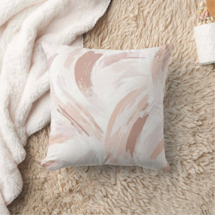 Blush Cream White Abstract Christmas Throw Pillow