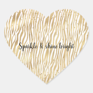 Blush Cream Zebra Glam Gold Confetti Sparkle      Heart Sticker