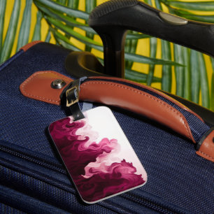 Blush Crimson Fluid Waves Luggage Tag