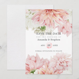 Blush Dahlias Floral Wedding Save The Date