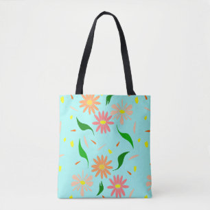 blush daisy aqua tote bag