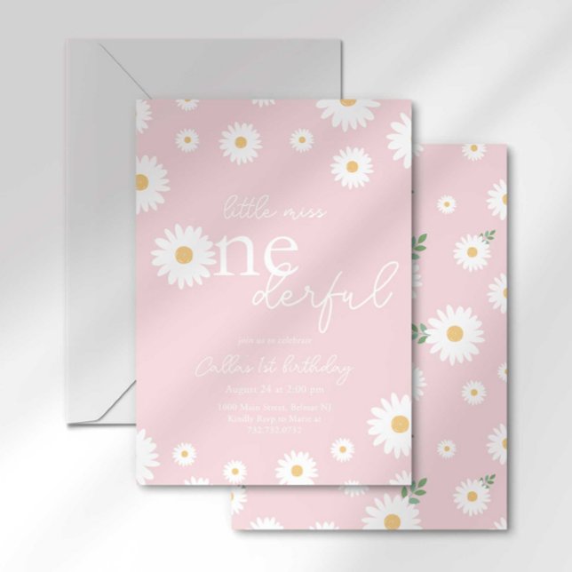 Blush Daisy Little Miss Onederful Invitation (Créateur téléchargé)