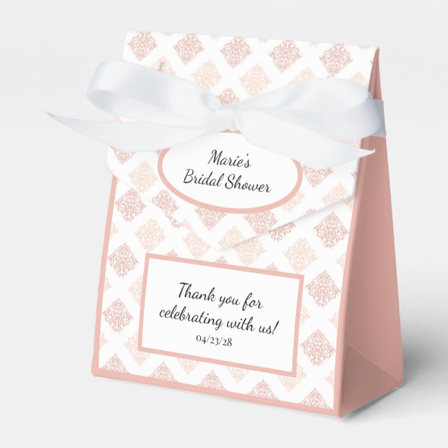 Blush Damask Pretty Custom Favor Box (Front Side)