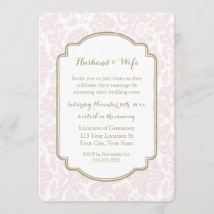 Blush Damask Vintage Vow Renewal Invitation