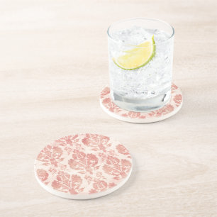 Blush Damask Watercolor Floral Vintage Pattern Coaster