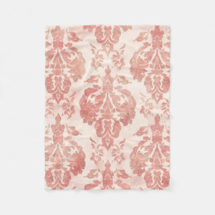 Blush Damask Watercolor Floral Vintage Pattern Fleece Blanket
