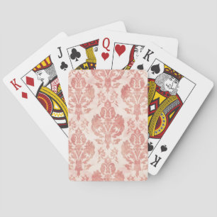 Blush Damask Watercolor Floral Vintage Pattern Playing Cards