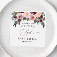 Blush & Deep Red Floral Wedding | Watercolor Rose