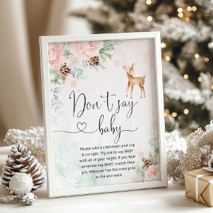 Blush deer pink winter Don't say baby game Poster