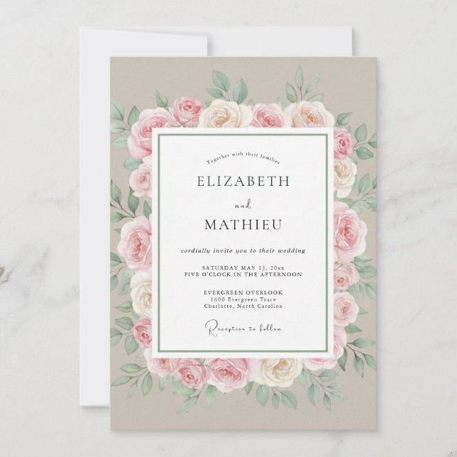 Blush Delicate Floral Romance Wedding Invitation (Front)